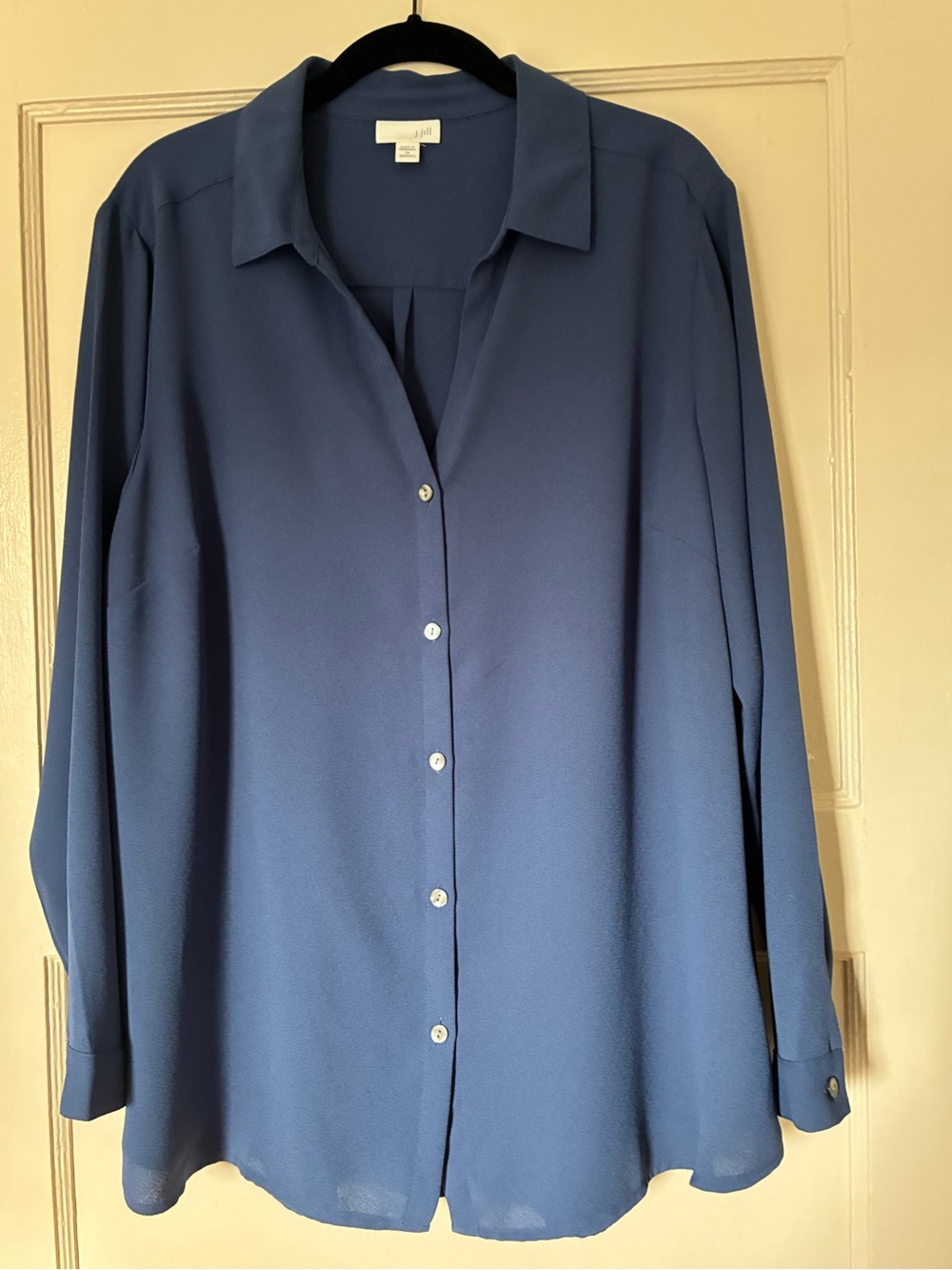 J. Jill Navy Blue Button-Front Long-Sleeve Blouse